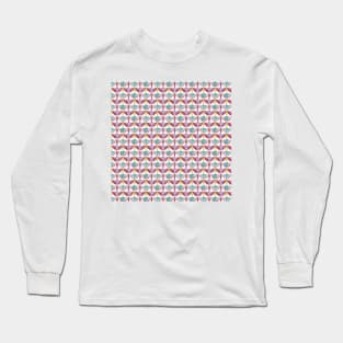 Quilt Pattern in Mid Century Style Circles Long Sleeve T-Shirt